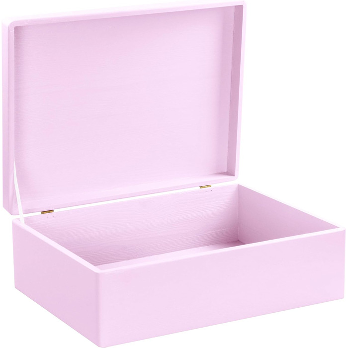 Large Wooden Box with Lid - All-Purpose Wooden Box - Storage Box | Toy Chest - Gift Packaging | Decorative Box for Crafts FSC® (approx. 40 x 30 x 14 cm | L, Pink)