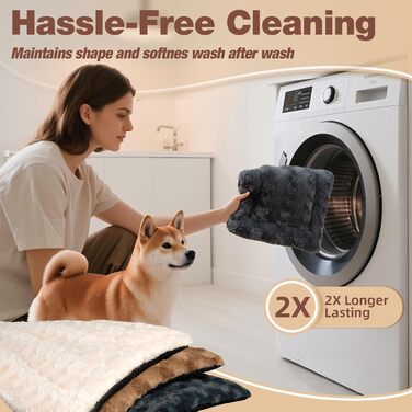 М'яка собача ковдра Mora Pets: зручна та миюча підстилка для собак великих, середніх та маленьких порід, 74 x 46 см, сірий колір