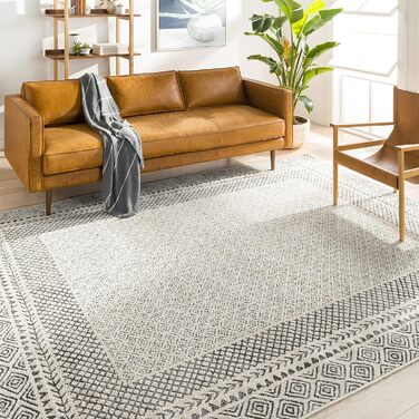 Surya Bahar Rug Bedroom, Living Room, Dining Room, Hallway - Modern Boho Geometric Pattern - Soft Scandinavian Living Room Rug Oriental - Carpet 160x220cm Large Beige Beige and Anthracite 160 x 220 cm (Rectangular)