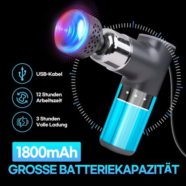 Масажер для м'язів HubiCare HMG-100 з підігрівом та охолодженням, 8 режимів інтенсивності, глибока промасаж, ручний терапевтичний пістолет