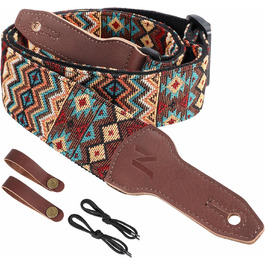 Гітарний ремінь Nefelibata Banjo-Gurt, 5,1 см, повна шкіра з телячої шкіри, бохо-коричневий