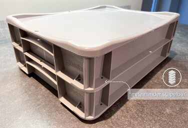Pizza Ball Box (40 x 30 x 7 cm) for pizza dough, reusable box for pizza (reusable packaging), including dough scraper, complete set (2x box, 1x lid)