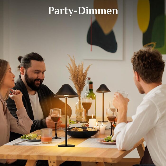 Світлодіодна настільна лампа Rosnek бездротова, акумуляторна 4000 mAh з димером, поворотна на 360°, чорна