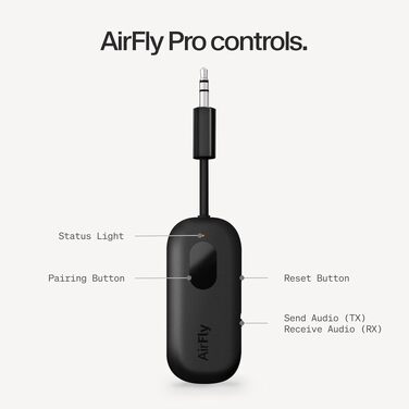 Bluetooth-трансмітер та ресивер Twelve South AirFly Pro для AirPods та бездротових навушників, 3.5 мм аудіо-джек, чорний