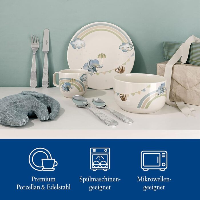 Дитячий набір столових приборів Villeroy & Boch Boho Kids, 4 шт., нержавіюча сталь, сріблястий/платиновий, для миття в посудомийній машині