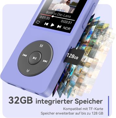 MP3 плеєр AGPTEK 32GB Bluetooth 5.3, 1.8