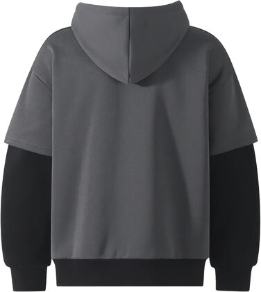 Чоловіча толстовка з капюшоном RUIZEHONG з блискавкою, спортивна куртка, блокований колір, повсякденний стиль, з кишенями, білий, чорний (сірий, чорний, L)