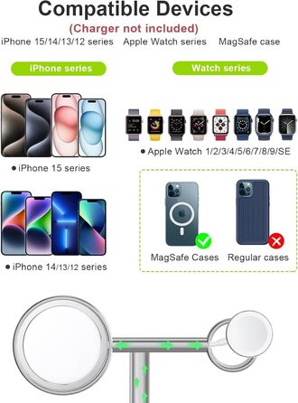 Бездротовий зарядний стенд 2-в-1 EWA для iPhone 13/12 та Apple Watch MagSafe (срібний)