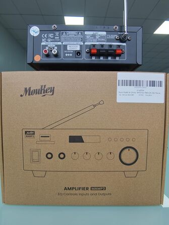 Стерео Bluetooth караоке підсилювач Moukey 2.0 каналів, 100Вт, Hi-Fi, RCA, USB, SD, 2 мікрофонні входи, FM-радіо для авто та дому