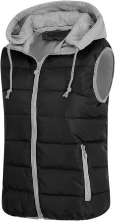 Жіноча степна жилетка YOUTHUP з капюшоном, легка зимова жилетка, безрукавка для активного відпочинку та повсякденного носіння, чорна