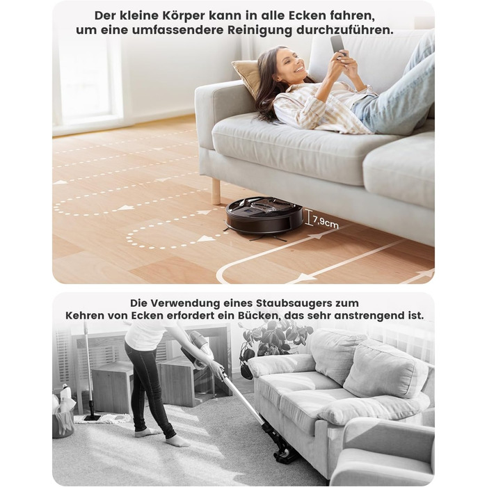 Робот-пилосос LEFANT M320 3-в-1 з функцією миття, 6000Pa, навігація, 800мл, 240хв, Wi-Fi, для шерсті тварин, килими, чорний