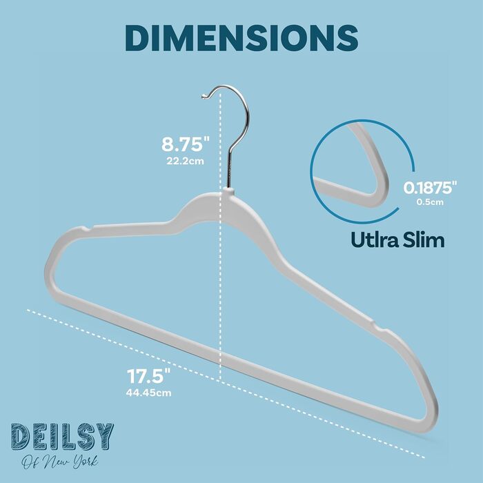 Плечики для одягу DEILSY пластикові, сірі (50 шт) - міцні, тонкі, для сорочок та штанів