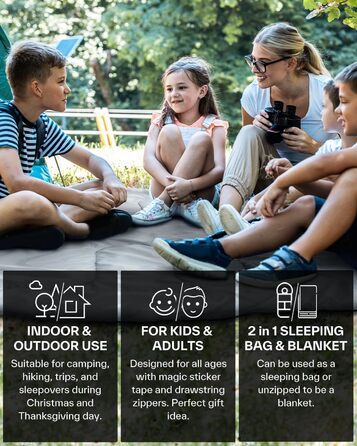 Сплячий мішок 3-4 сезони - ковдровий спальний мішок Легкий для кемпінгу, Outdoor. Ідеальний для дорослих та дітей 220x75см, темно-синій