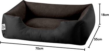 Лягушковий лежак для собак BedDog M - м'яке ліжко-кошик, диванчик, лежанка для маленьких собак, чорно-коричневий, 70x55x18 см