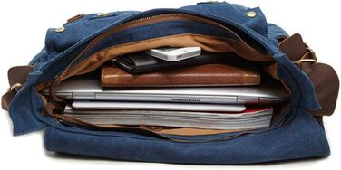 Вінтажна чоловіча сумка через плече з шкіри та канвасу Sechunk, для ноутбука 15'' (13'', блакитна)