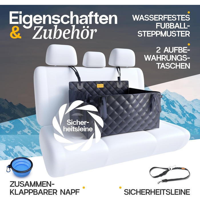 Автомобільний лежак для собак середніх порід - водовідштовхуючий, 75x58x36 см
