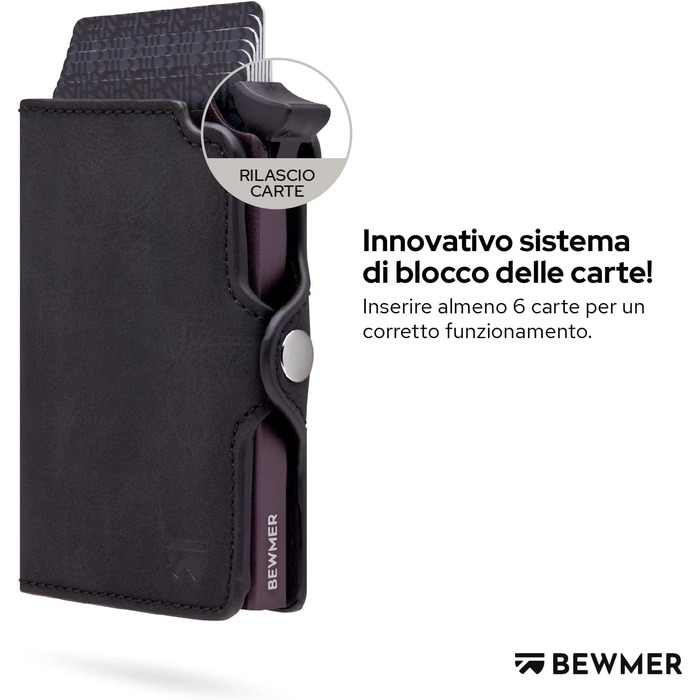 BEWMER Преміум картхолдер/візитниця | RFID захист від копіювання | Чоловіча та жіноча модель (Чорний)