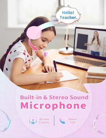 Дитячі навушники Xunpuls Bluetooth Over-Ear з мікрофоном (Рожеві)