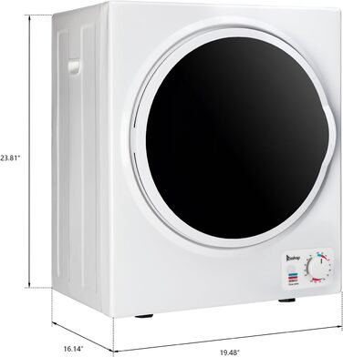 Компактна сушарка для одягу Bonnlo 2.5 кг, витяжний міні-сушар 220V 850W з барабаном із нержавіючої сталі, білий
