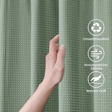 Шторка для душу Waffel з магнітною фіксацією, текстиль, поліестер, 183x183 см (зелена)