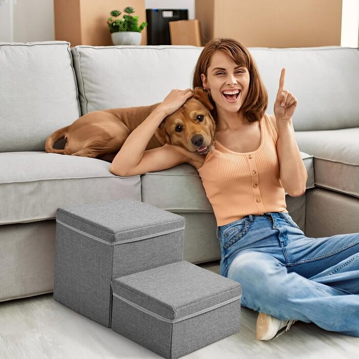 Сходинки для собак MINENICE - 2 шт., складані, з ящиками для зберігання, для маленьких собак, для диванів та ліжок