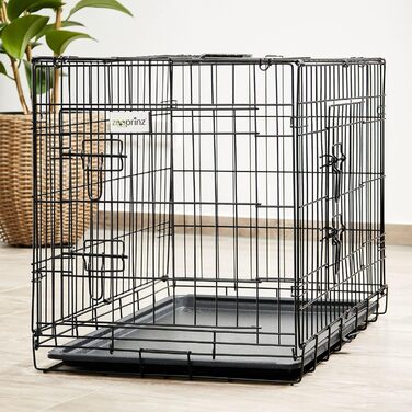 Складана переносна собача будка ZooPrinz з міцного металу – клітка для собак з 2 дверцятами, піддон, ручка для перенесення, 4 розміри (77,5 x 48,5 x 55,5 см)