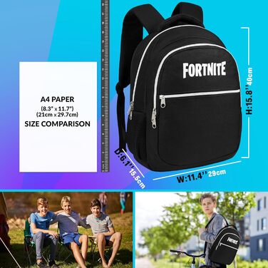 Рюкзак Fortnite для дітей та підлітків: чорний, регульований, ідеальний для школи, спорту та відпочинку. Чудова ідея подарунка!
