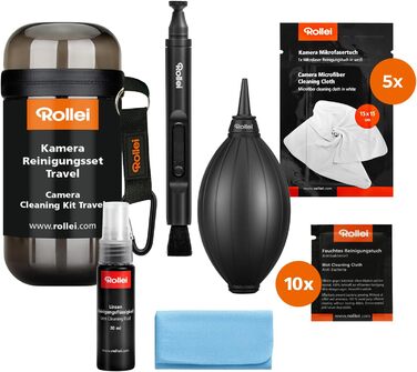 Набір для чищення камери Rollei Travel 7-в-1: Lenspen, двірник, серветки, рідина для чищення об'єктивів, для Sony, Nikon, Canon