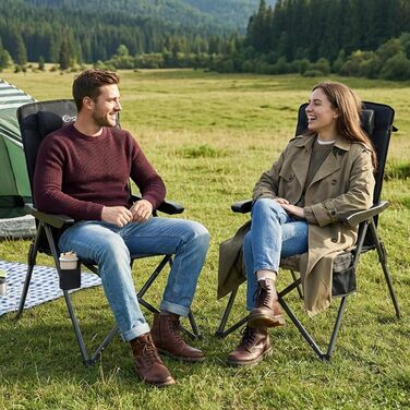 Крісло кемпінгове розкладне Portal з регульованою спинкою (2 шт) - Чорне. Витримує до 160 кг. Для кемпінгу, риболовлі, саду, балкону, пікніка.