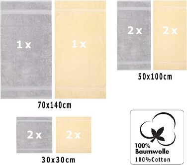 Betz 10-Piece Towel Set Gold Color Beige & Silver Gray, Quality 600 g/m², 2 Shower Towels 70 x 140 cm, 4 Hand Towels 50 x 100 cm, and 4 Washcloths 30 x 30 cm