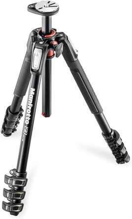 Штатив Manfrotto MT190XPRO4 з кутовою центральною колоною - 4-секційний штатив для DSLR та бездзеркальних камер, чорний/антрацитовий алюміній
