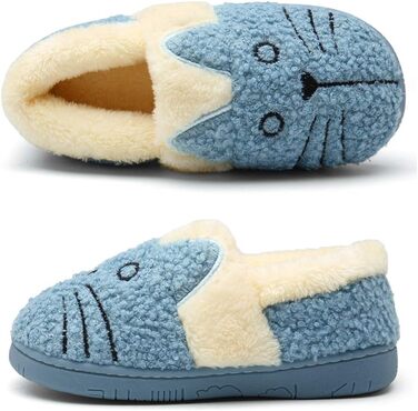 Дитячі тапочки KVbabby: теплі, м'які, з плюшем, з антиковзаючою підошвою, для дівчаток та хлопчиків, бавовна, зимові, блакитні (21/22 EU)