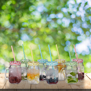 Relaxdays Drinking Glasses with Straws, 8-Piece Set