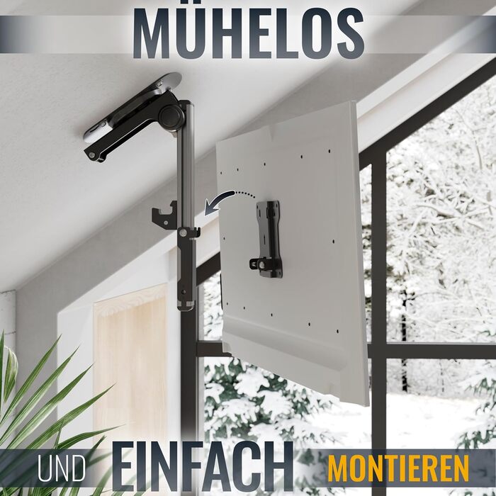 Кронштейн для телевізора стельовий поворотний RICOO 13-32 дюйми VESA 100x100 для плоских, Smart OLED та вигнутих телевізорів