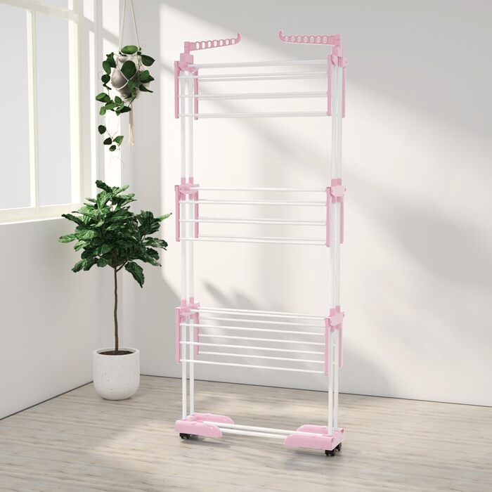 Клатковий сушильник для білизни InnoTic з 4 ярусами та колесами - великий, для дому та вулиці (білий/сірий)