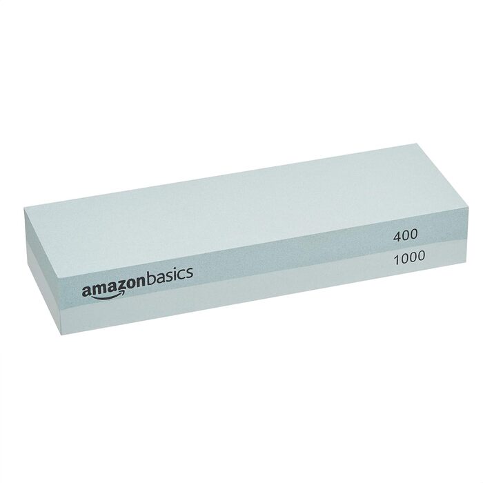 Набір точильних каменів Amazon Basics, 3 штуки, двосторонні, зернистість 400/1000 та 3000/8000, вирівнювальний камінь з нековзкою бамбуковою основою, багатокольоровий, 22.5x15.2x7.3 см