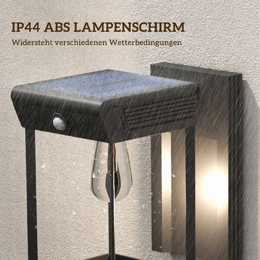 Outsunny Solar Wandleuchte LED Outdoor Light Warm White Adjustable with Light Sensor IP44 for Garden Terrace Black