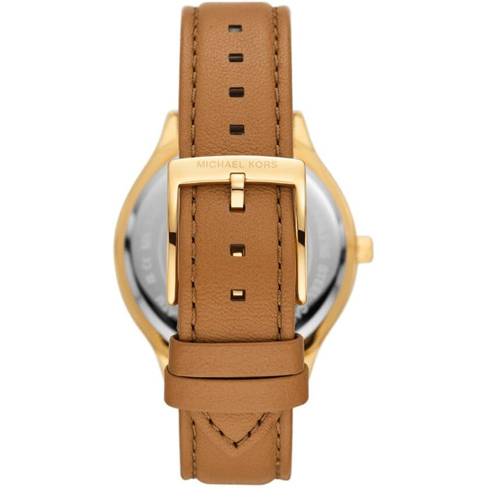 Жіночий годинник Michael Kors Slim Runway 38мм з кварцовим механізмом та шкіряним ремінцем (Коричневий та Золотий)