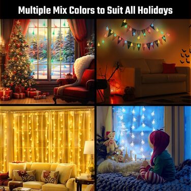 Льоново-снігові гірлянди AUAUY на 6 метрів з 40 LED, 2 режими, вологостійкі, для декору на Новий Рік, Різдво, вечірку, сад