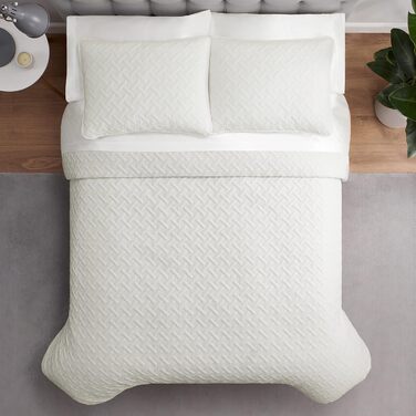 Комплект літньої постільної білизни Serta з ковдрою та наволочками, поліестер, лаймовий колір (Full/Queen, слонова кістка)