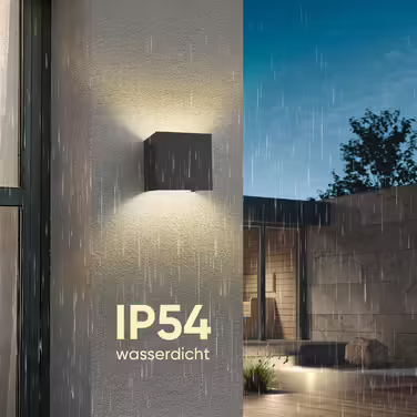 LED настінний світильник 12W, алюмінієвий, регульований кут світла, IP54, тепле біле світло 3000K, для вітальні, спальні, саду, для внутрішнього та зовнішнього використання, 2 шт., колір: білий/чорний