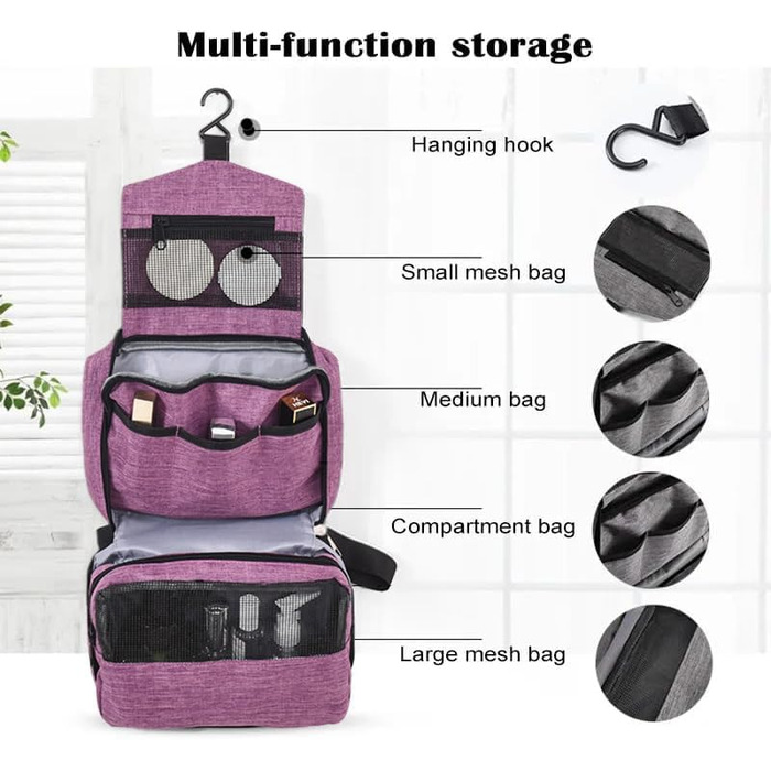 Чоловіча сумка-органайзер для туалетних аксесуарів з гачком, водонепроникна, для подорожей (фіолетовий)