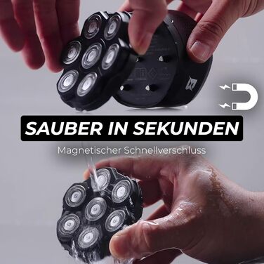 Бритва для гоління голови BALDWIN 7D з магнітною голівкою для чоловіків | Електробритва для лисих | Бритва для голови, сухе та вологе гоління, водонепроникна