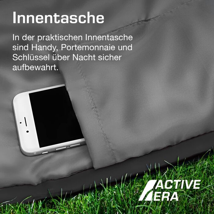 Сплячий мішок Active Era Mumienschlafsack - зимовий та літній, водонепроникний, вітрозахисний, ультралегкий, температурний режим -10°C до 10°C, компактний, для кемпінгу (чорний)