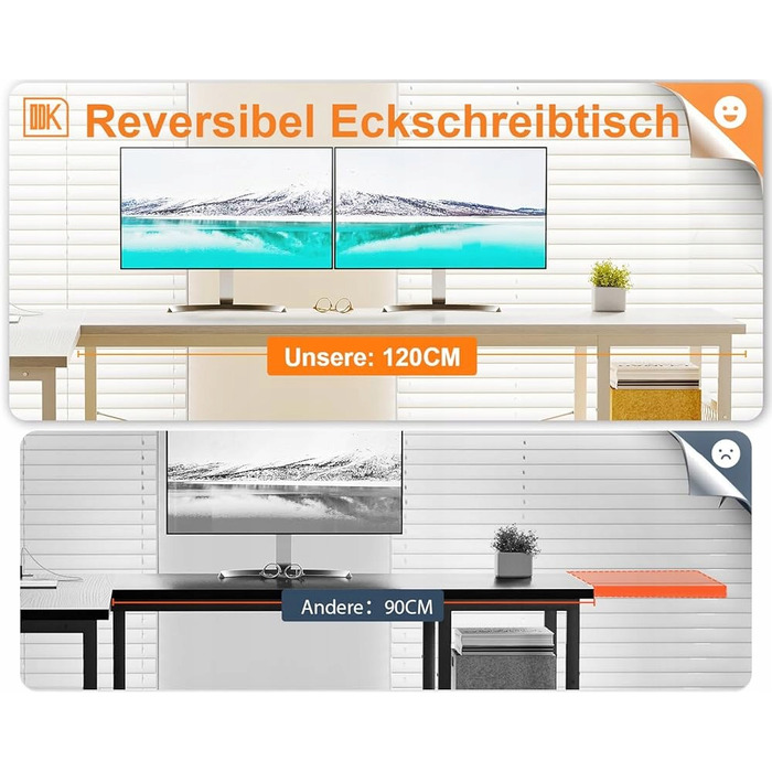 Кутовий ігровий комп'ютерний стіл 168x120 см, білий, з подовжувачем