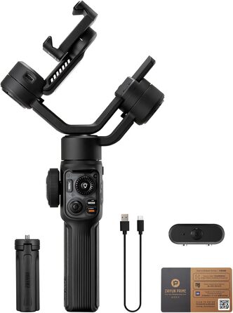ZHIYUN Smooth-5S AI: Стабілізатор для смартфона з AI, 3-осьовий, зі штативом, трекером, світлом, для Vlog, YouTube, TikTok (Комбо)