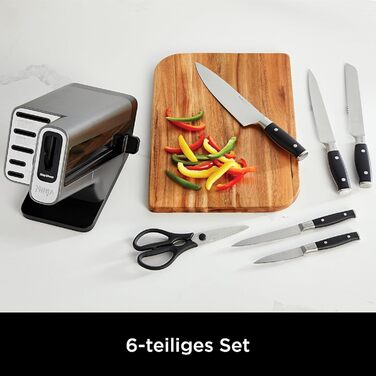 Ninja Foodi StaySharp Knife Block Set - 6-Piece Stainless Steel Knife Set with Sharpener