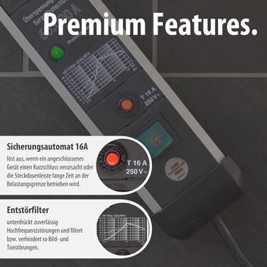 Мережевий фільтр Brennenstuhl Premium-Protect-Line на 4 розетки, кабель 3м, захисний подовжувач