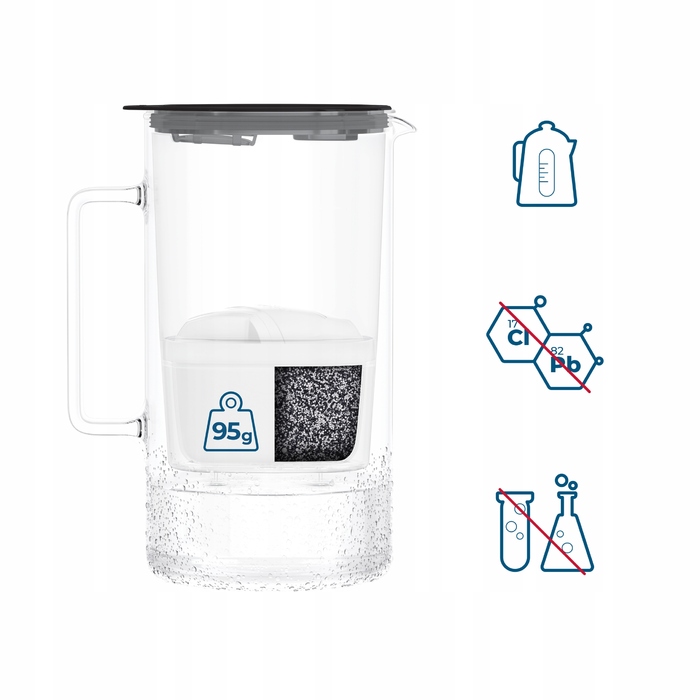 Скляний фільтраційний глечик Wessper D4 BOROSILICATE MINI FF BK з фільтром