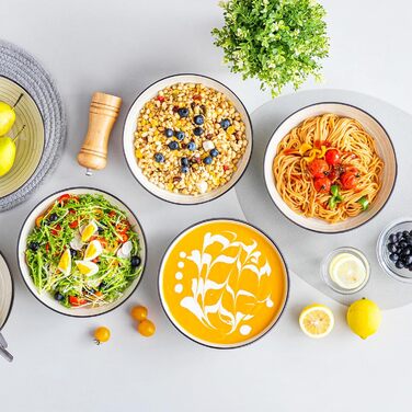 Набір тарілок для супу Vancasso Bonbon (6 шт.), кераміка, 21.7 x 5.5 см. Глибокі тарілки для супу, пасти, рамену, салату. Можна мити в посудомийній машині та використовувати в мікрохвильовці. Бежевий колір.